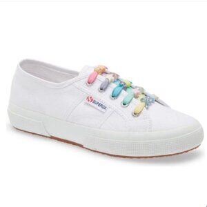 Superga 2750 all white multi beads Y2K Millennial Kawaii Sneakers Size 8.5